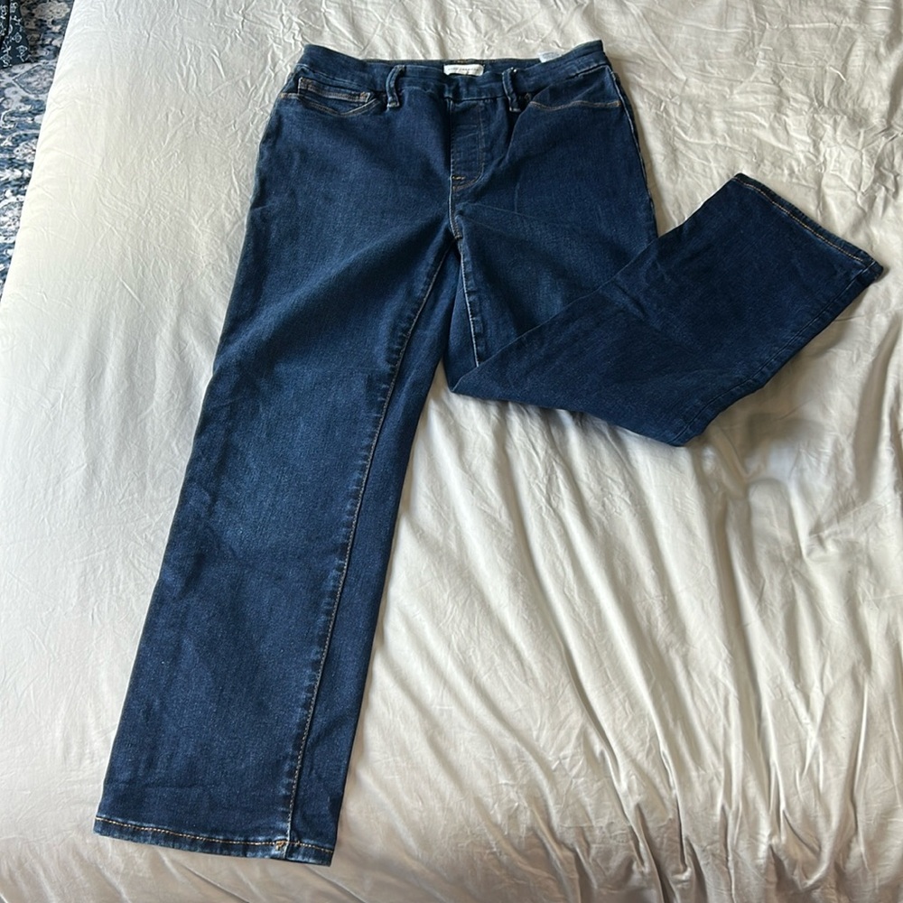 Good American Power Stretch Pull-On Straight Jeans in INDIGO491